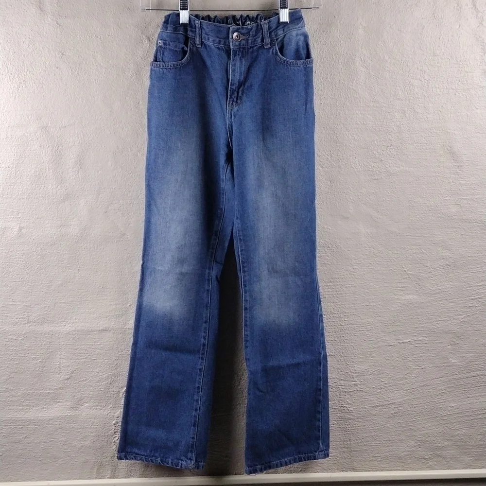 Children's Place Blue Medium Wash Five Pocket Mid Rise Button Zip Boot Cut Jeans